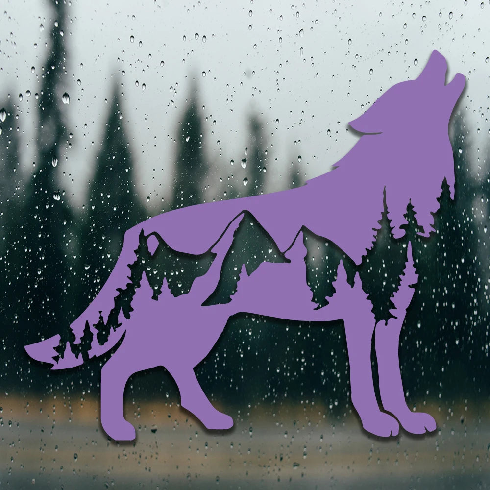 New Call of the Wild-Wolfwith Trees Design Die Cut Decal Outdoor Style