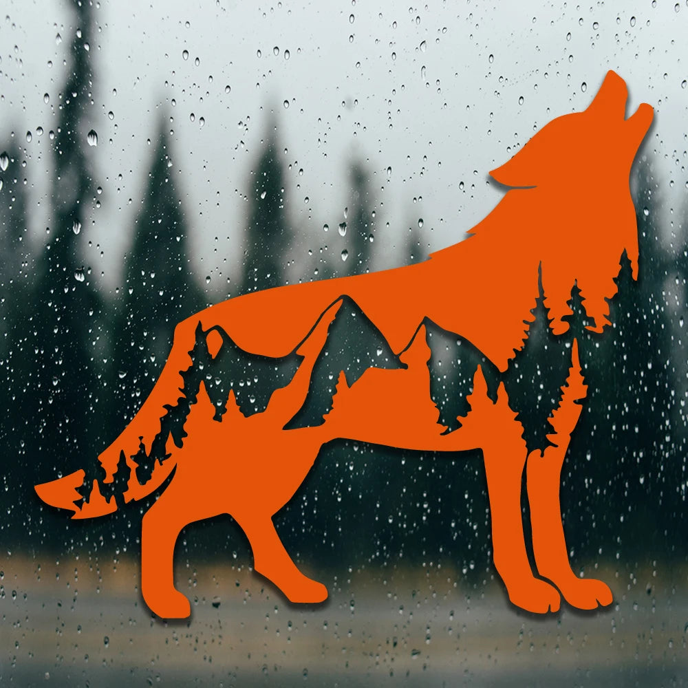 New Call of the Wild-Wolfwith Trees Design Die Cut Decal Outdoor Style