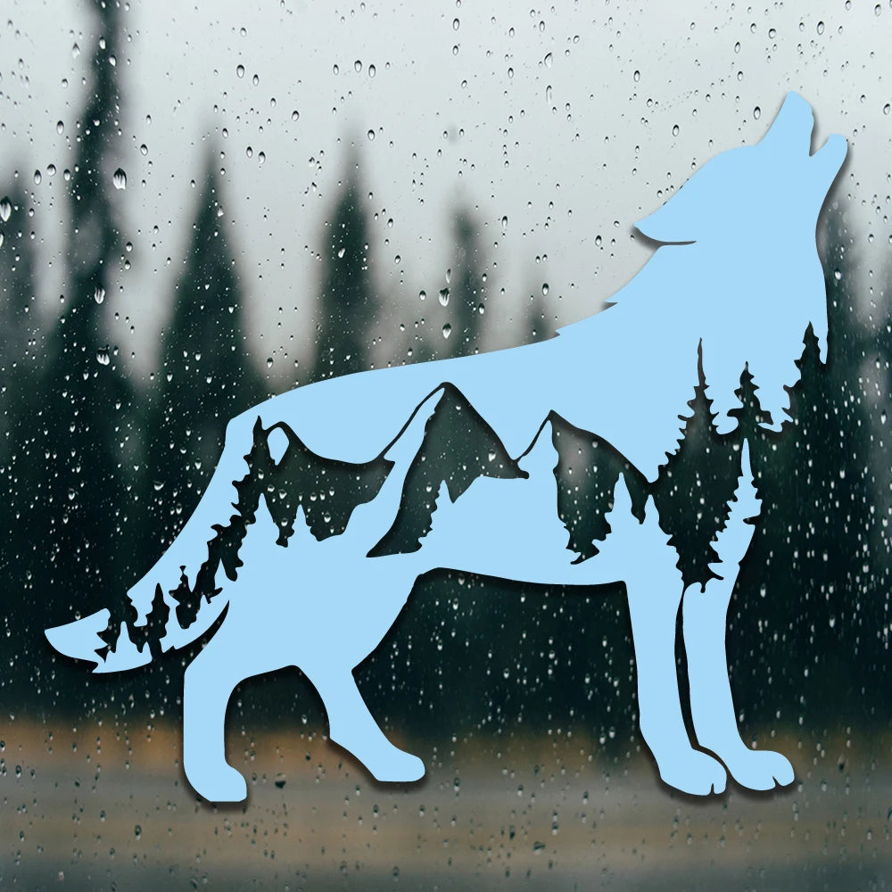 New Call of the Wild-Wolfwith Trees Design Die Cut Decal Outdoor Style
