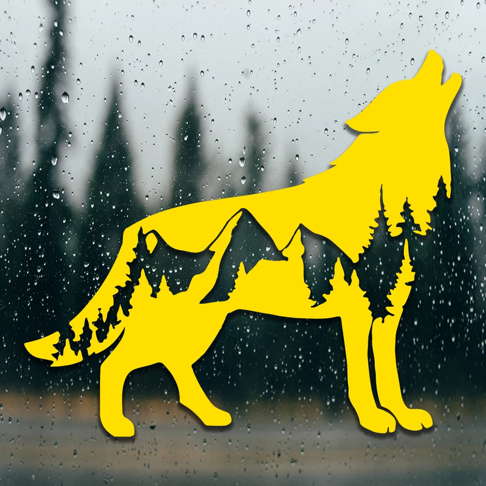New Call of the Wild-Wolfwith Trees Design Die Cut Decal Outdoor Style