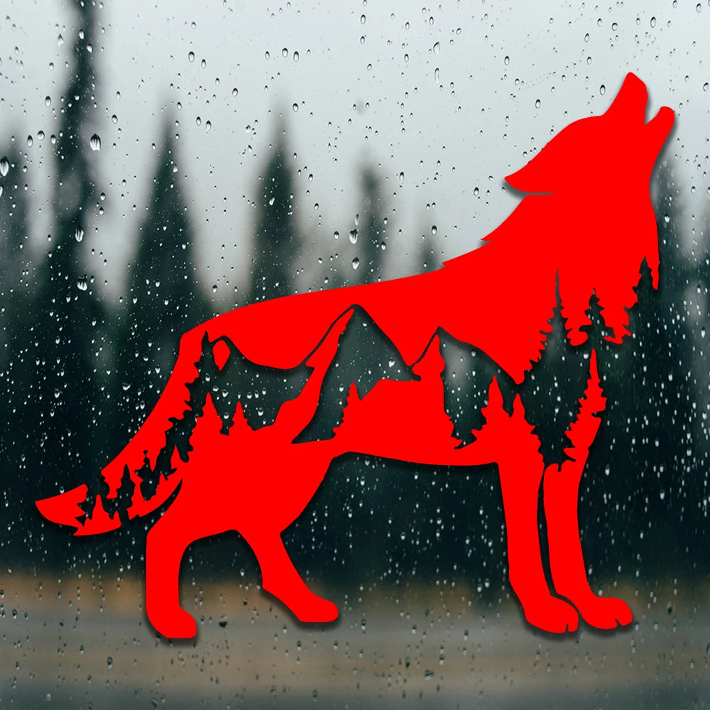 New Call of the Wild-Wolfwith Trees Design Die Cut Decal Outdoor Style