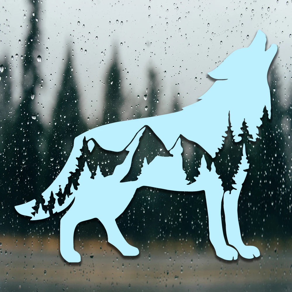 New Call of the Wild-Wolfwith Trees Design Die Cut Decal Outdoor Style