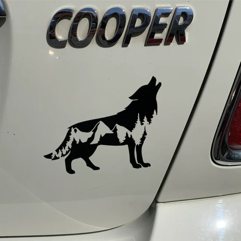New Call of the Wild-Wolfwith Trees Design Die Cut Decal Outdoor Style