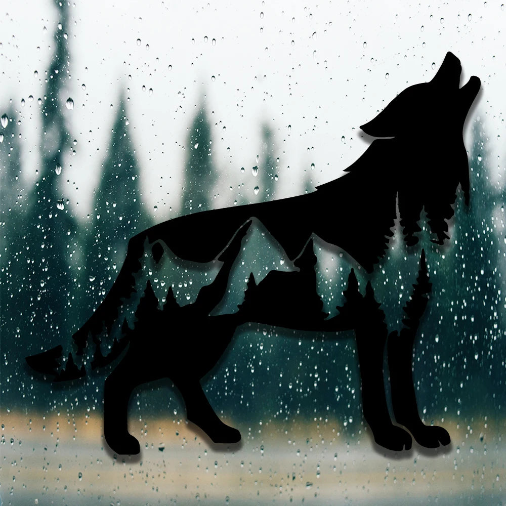 New Call of the Wild-Wolfwith Trees Design Die Cut Decal Outdoor Style