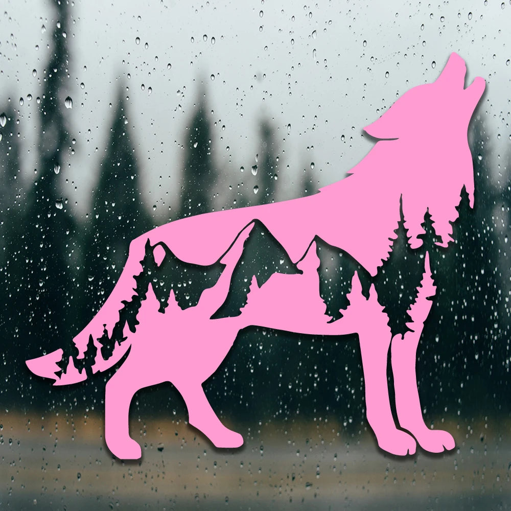 New Call of the Wild-Wolfwith Trees Design Die Cut Decal Outdoor Style