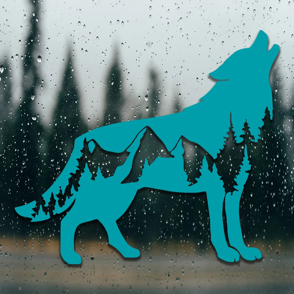 New Call of the Wild-Wolfwith Trees Design Die Cut Decal Outdoor Style