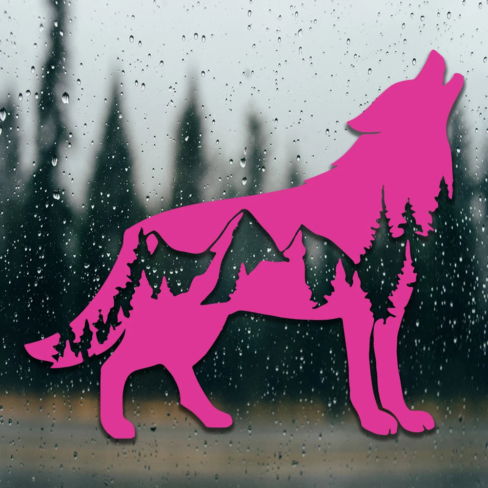 New Call of the Wild-Wolfwith Trees Design Die Cut Decal Outdoor Style