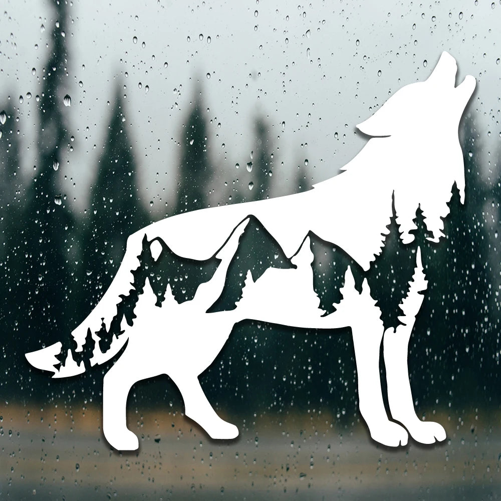 New Call of the Wild-Wolfwith Trees Design Die Cut Decal Outdoor Style