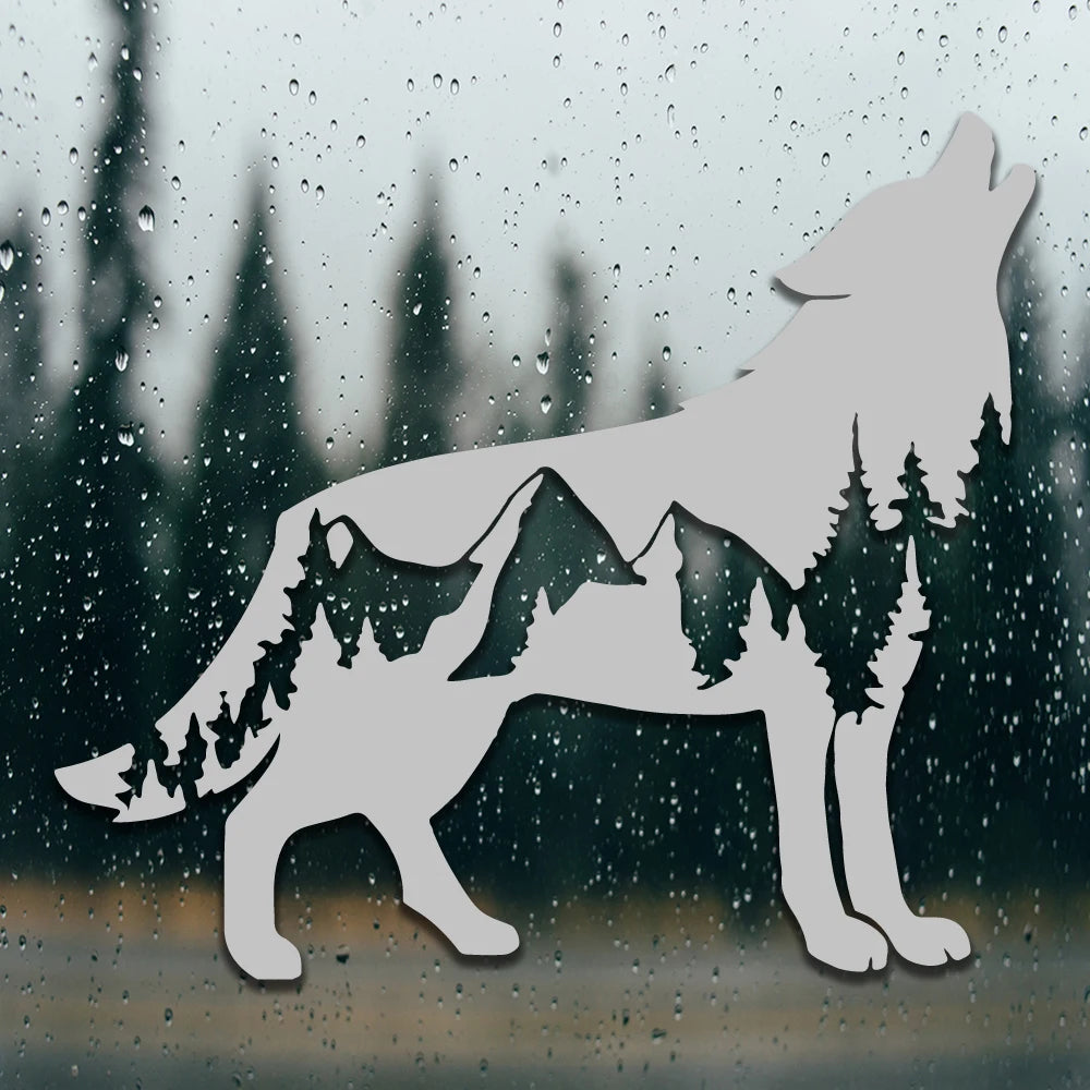 New Call of the Wild-Wolfwith Trees Design Die Cut Decal Outdoor Style