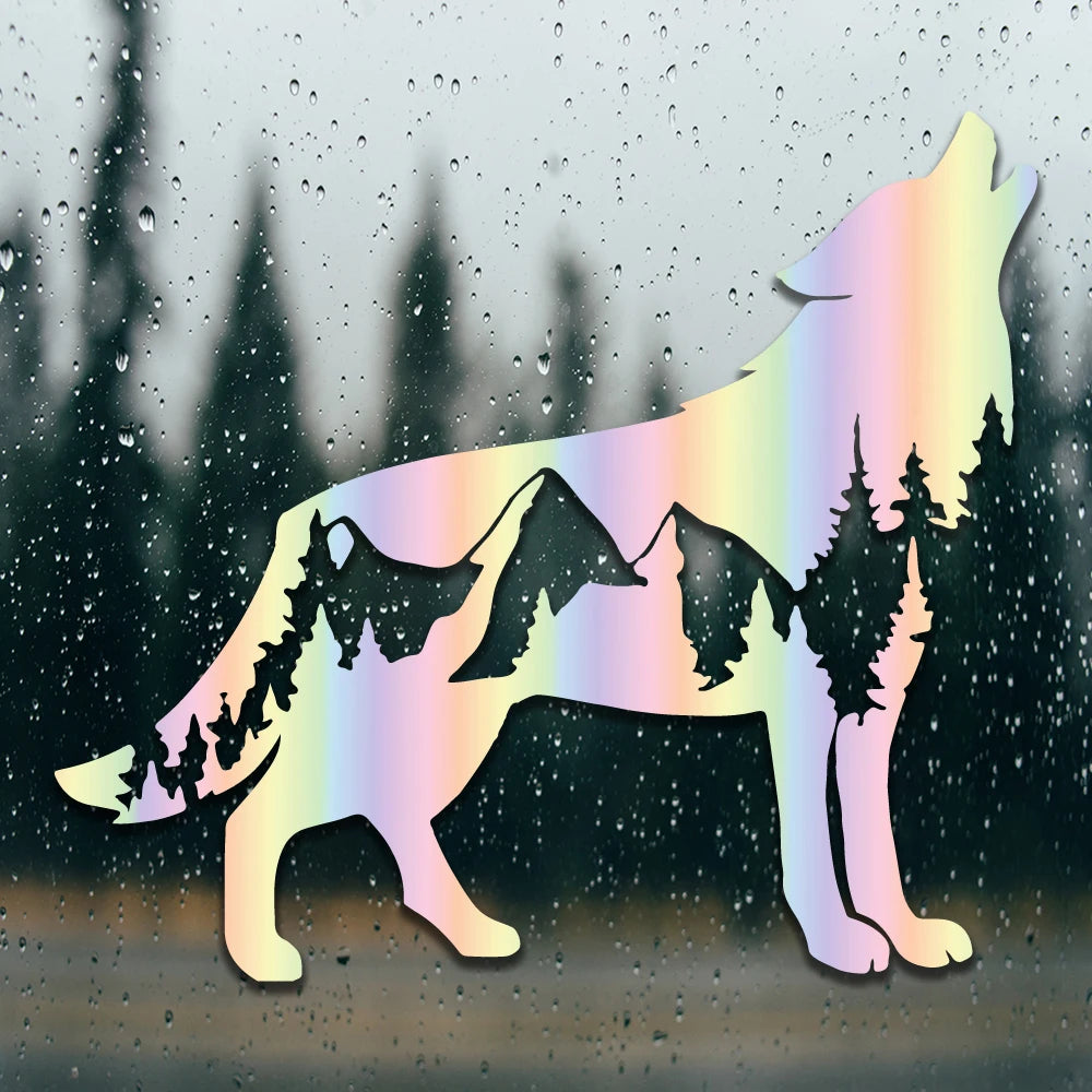 New Call of the Wild-Wolfwith Trees Design Die Cut Decal Outdoor Style