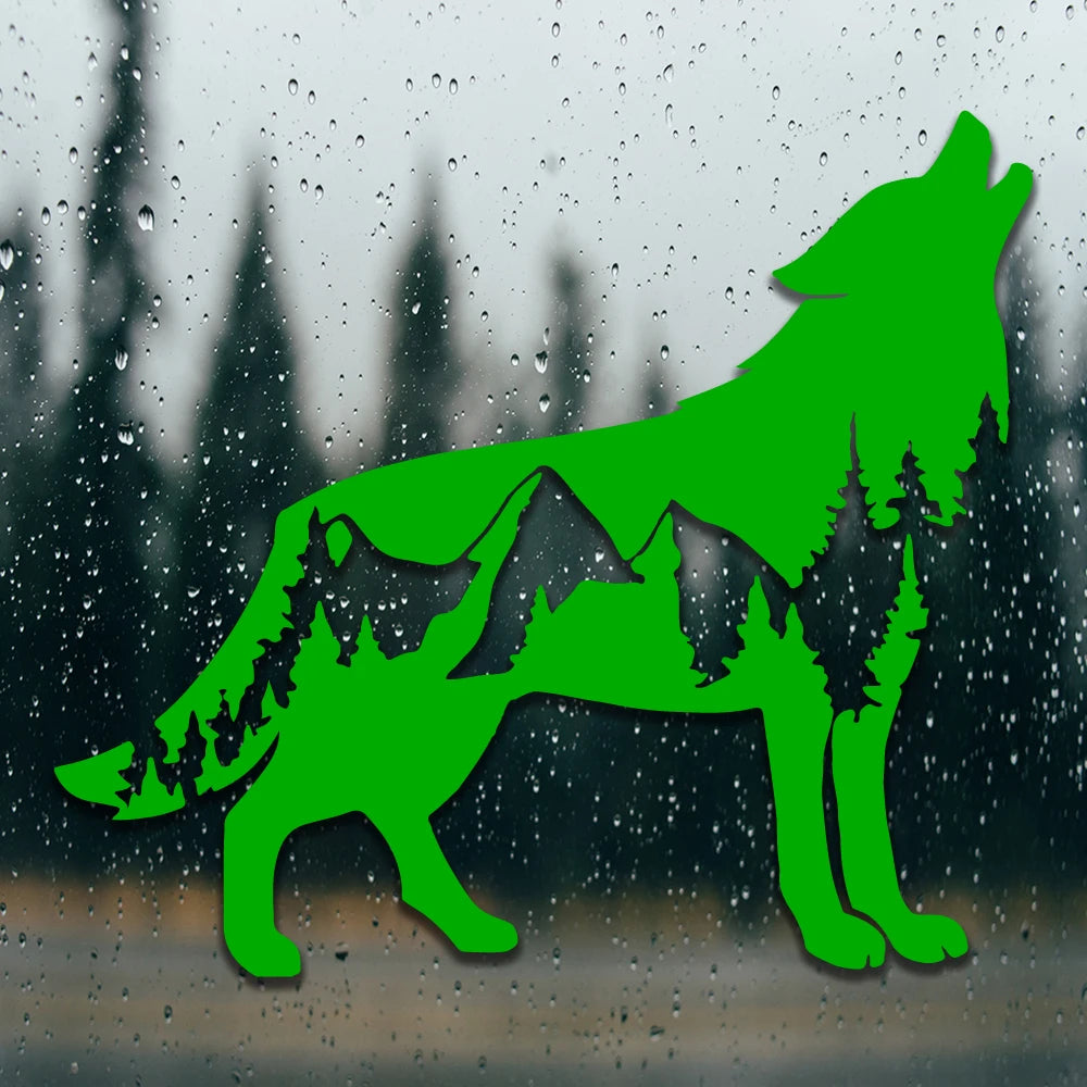 New Call of the Wild-Wolfwith Trees Design Die Cut Decal Outdoor Style