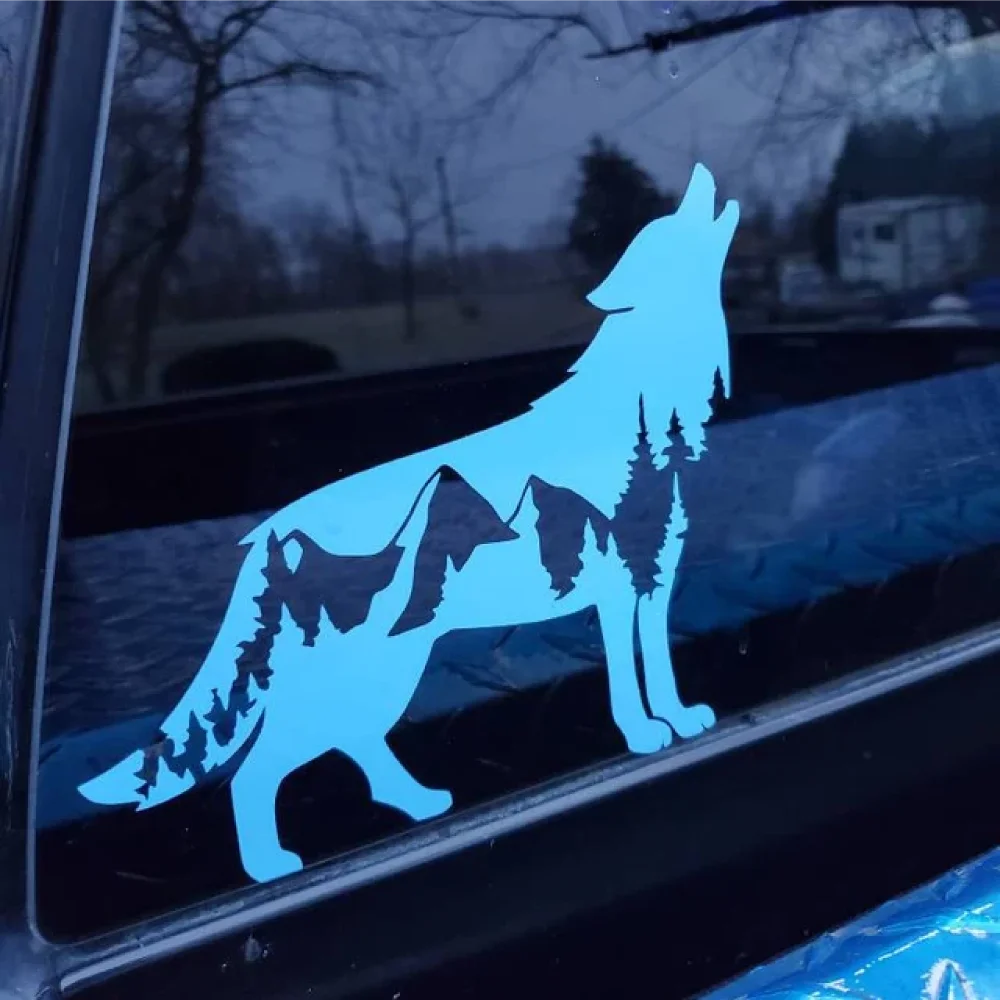 New Call of the Wild-Wolfwith Trees Design Die Cut Decal Outdoor Style