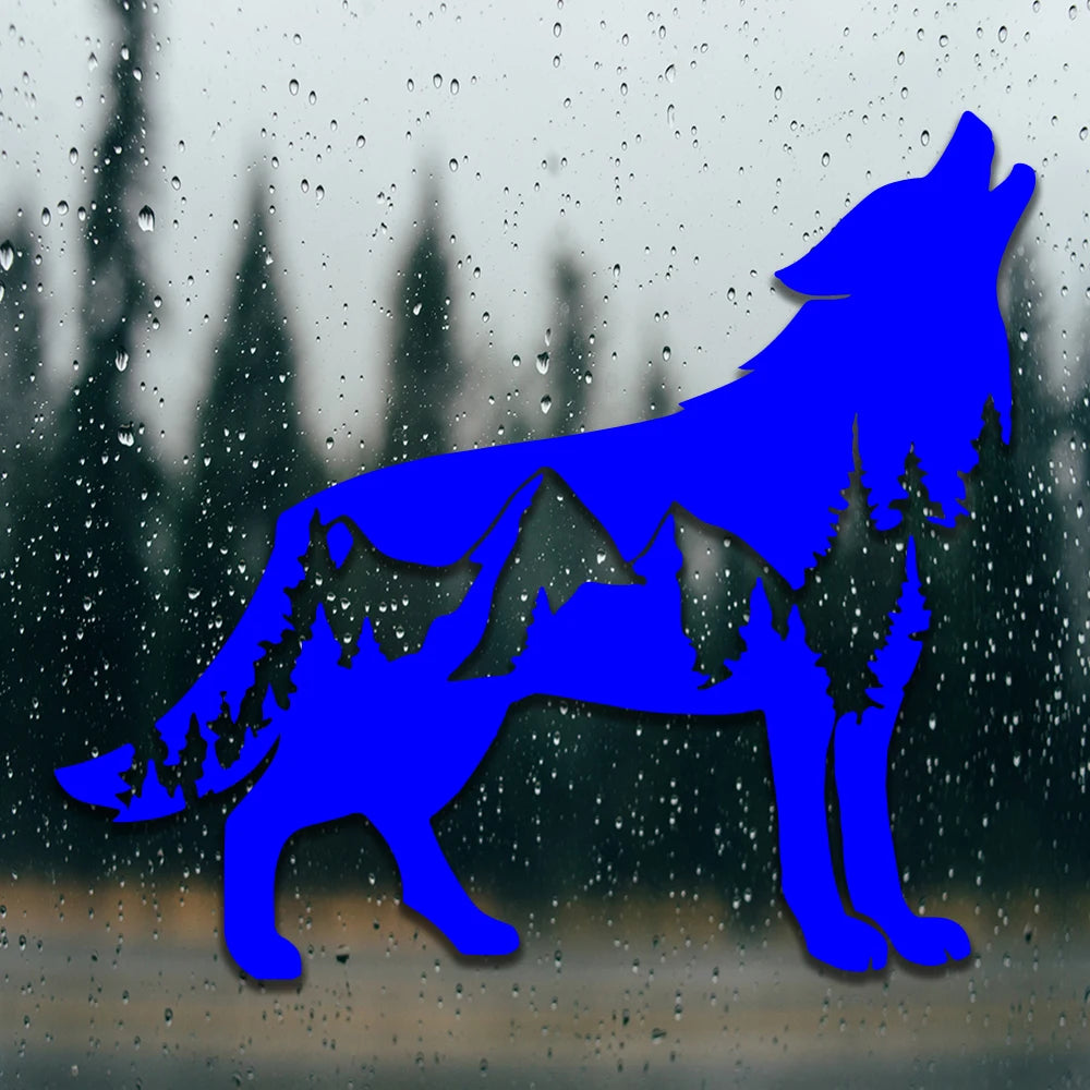 New Call of the Wild-Wolfwith Trees Design Die Cut Decal Outdoor Style