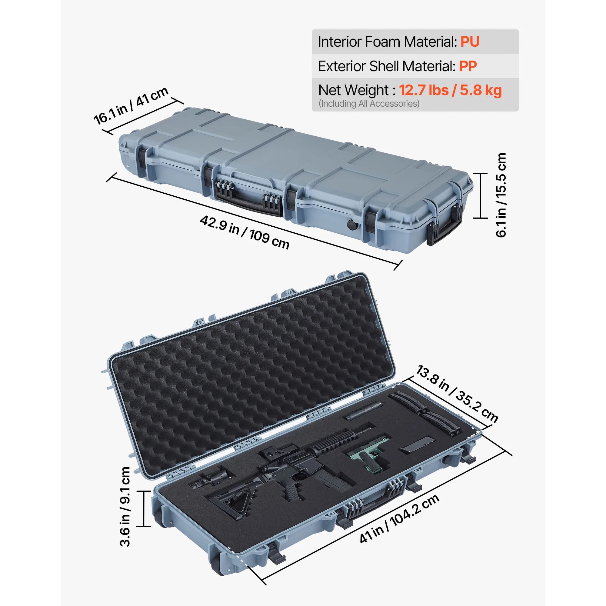 Easy Roll Hard Core Lockable Rifle Case with  Waterproof  for Pistol ,Rifles &Shotguns