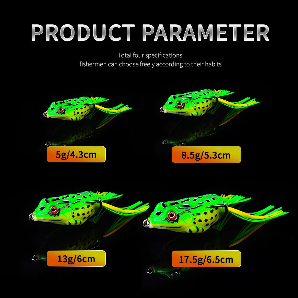 2 Pcs 5g /9g or13g /17.5g Frog  Bait Lure with Hooks Topwater Ray/ Artificial 3D Eyes