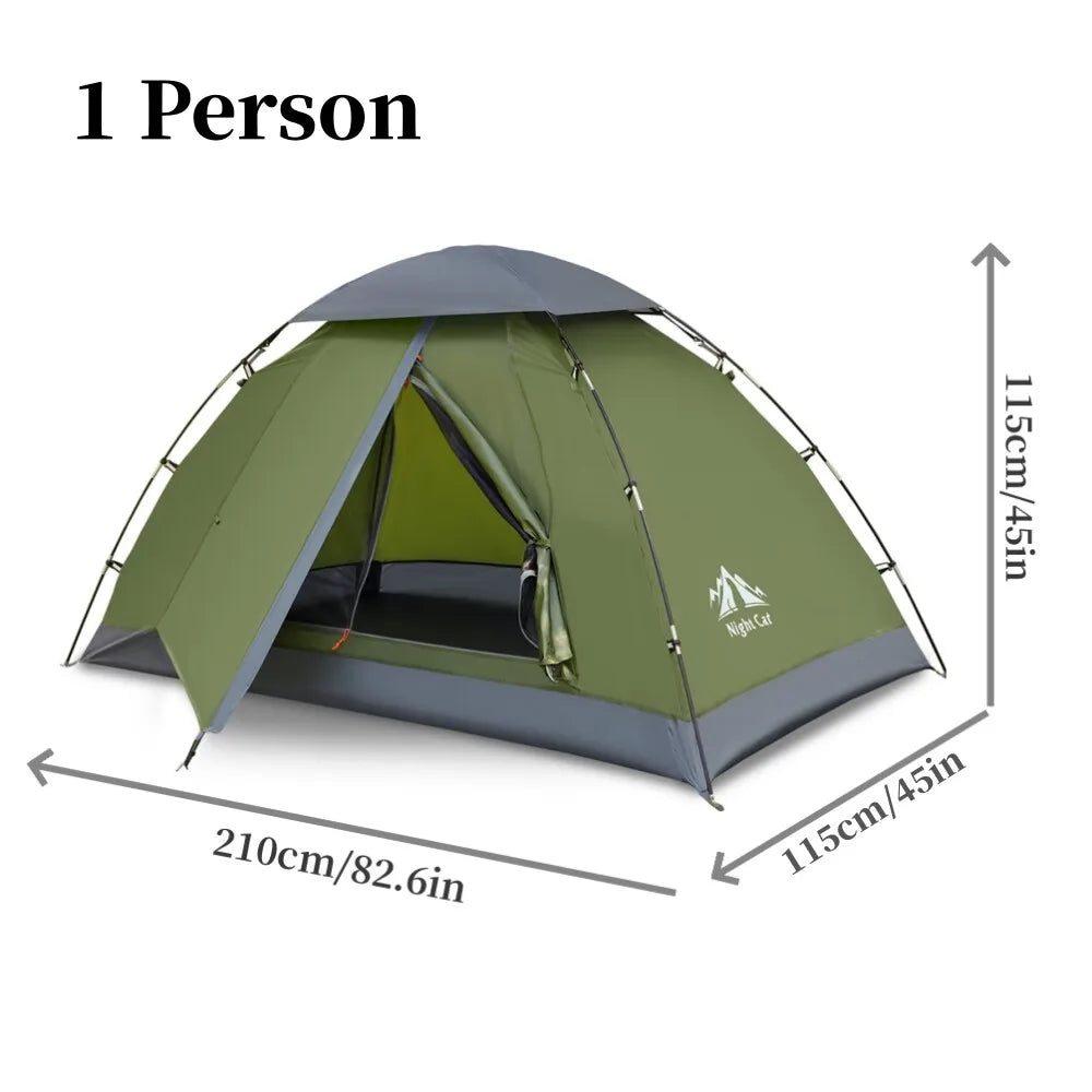 The Night Cat Upgraded Tents 1- 2 Persons Easy Clip Setup Camping Tent Adults Heavy Rainproof Compact Lightweight