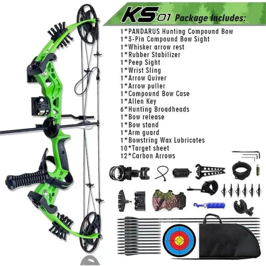 Compound Bow Set 15-45lbs for Pull Beginner and Teens Right Handed Adjustable 18-29 Draw Length 320 FPS Speed Hunting Bow Archery