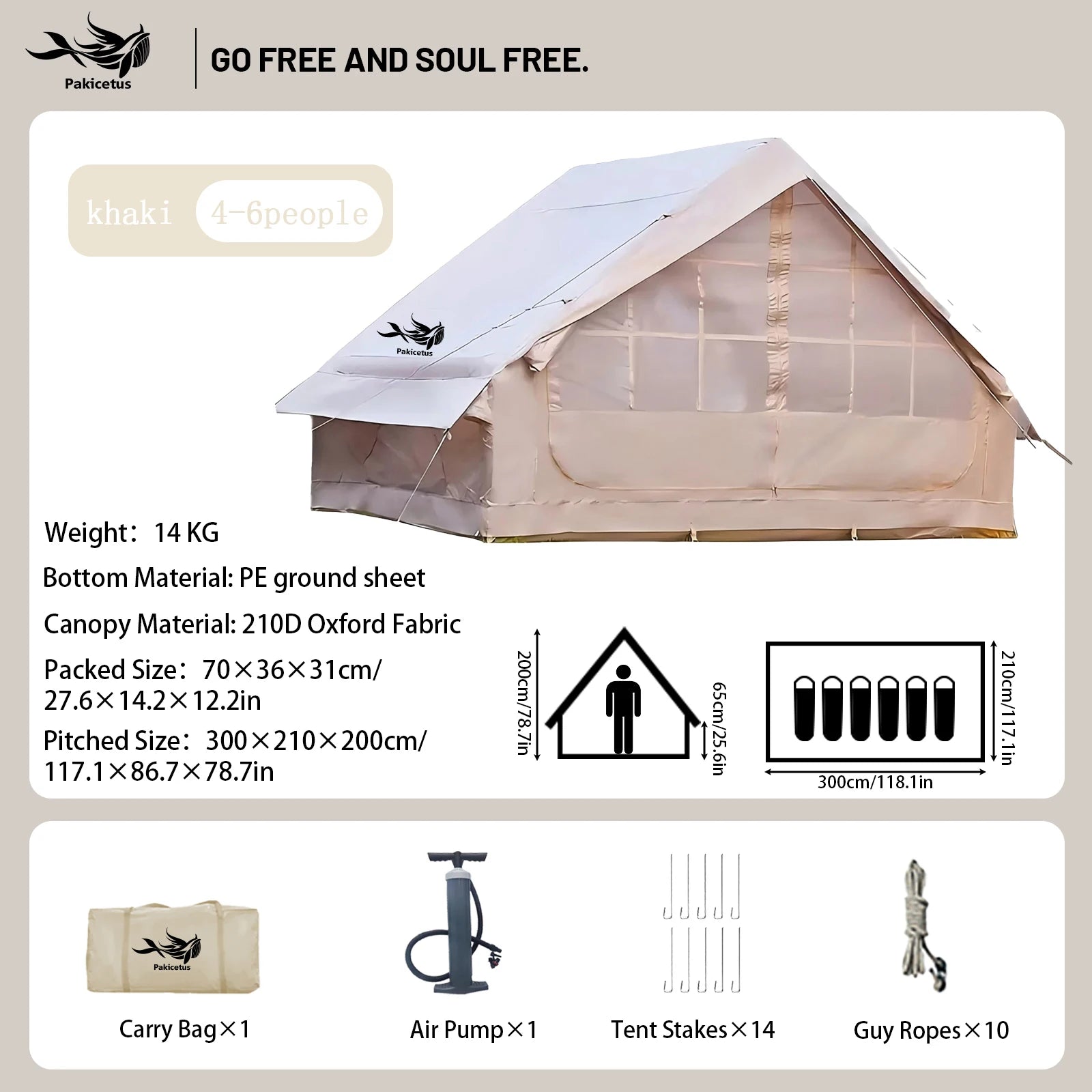 Quick Setup Inflatable Tent, Waterproof Family Tent for All Occasions, Portable Air Tent with Carry Bag