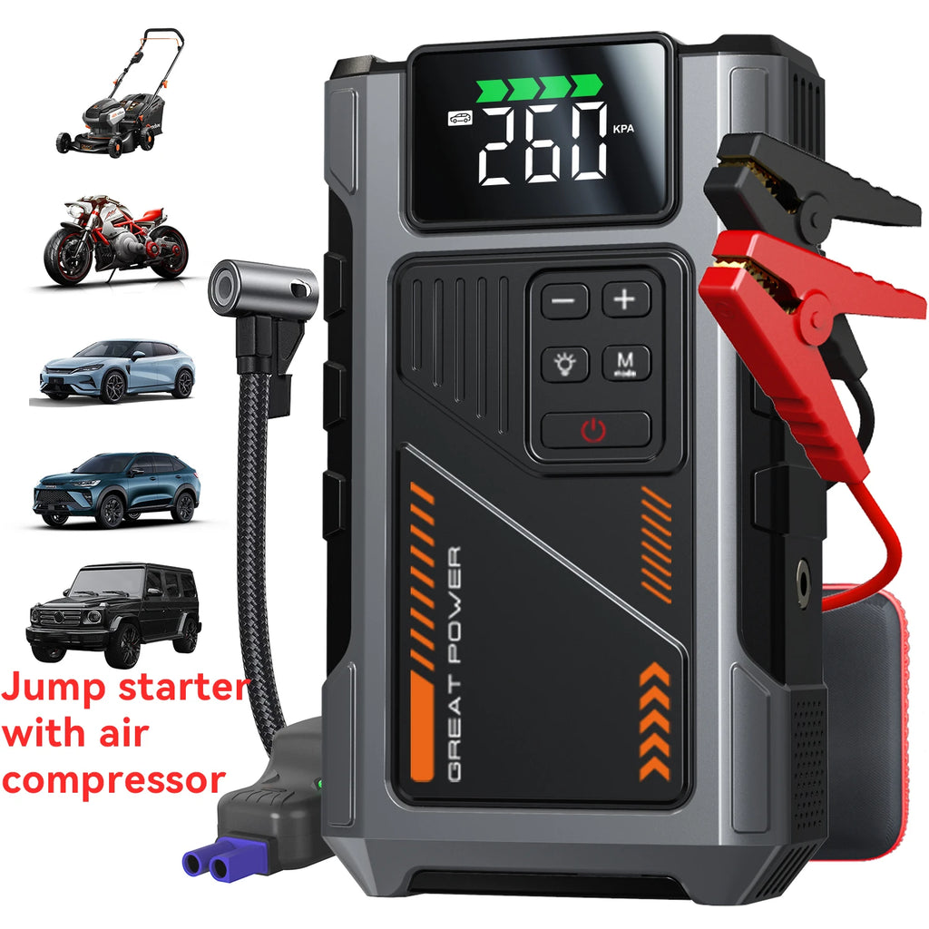 ALL NEW ITEM!! Jump Starter  3000A Peak Jump Starter Battery Pack with 50 PSl Compressor