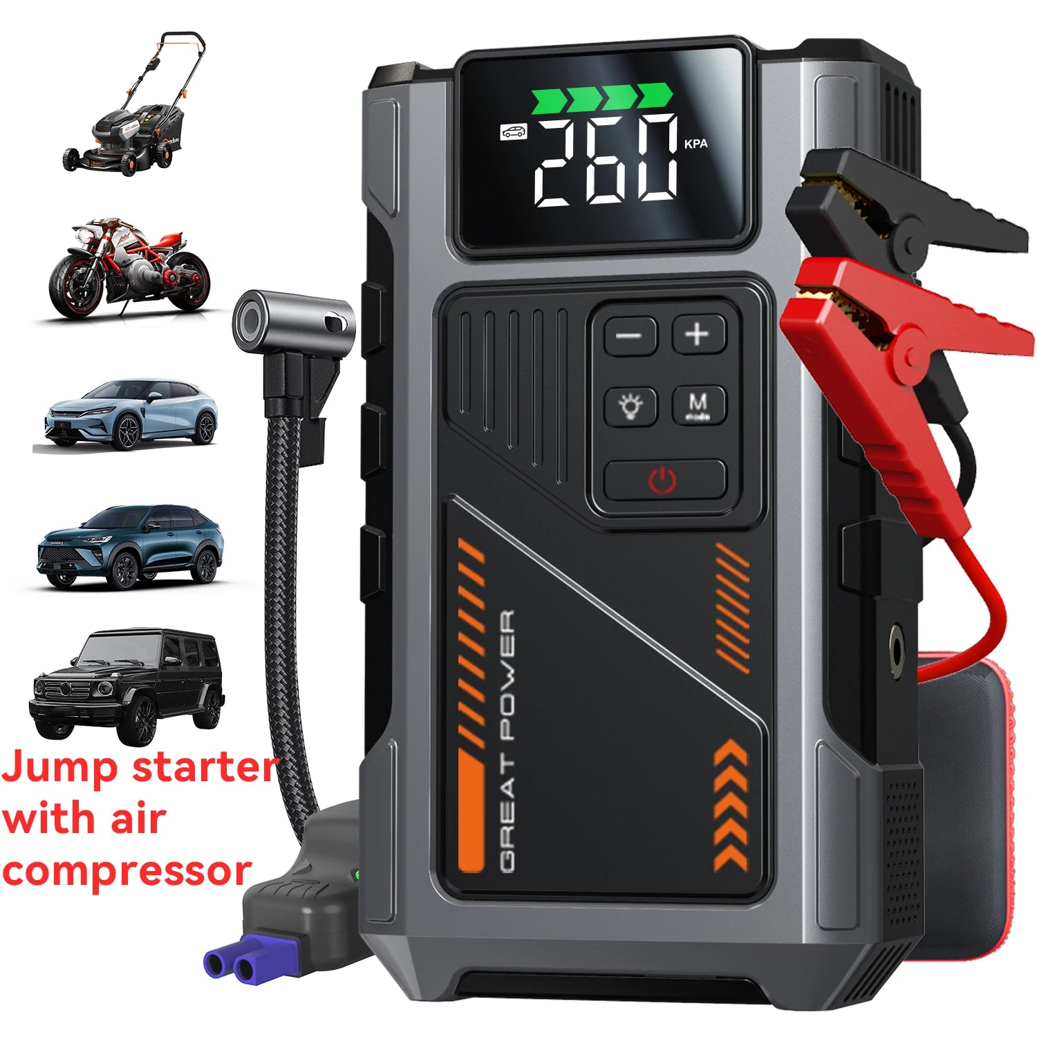ALL NEW ITEM!! Jump Starter  3000A Peak Jump Starter Battery Pack with 50 PSl Compressor