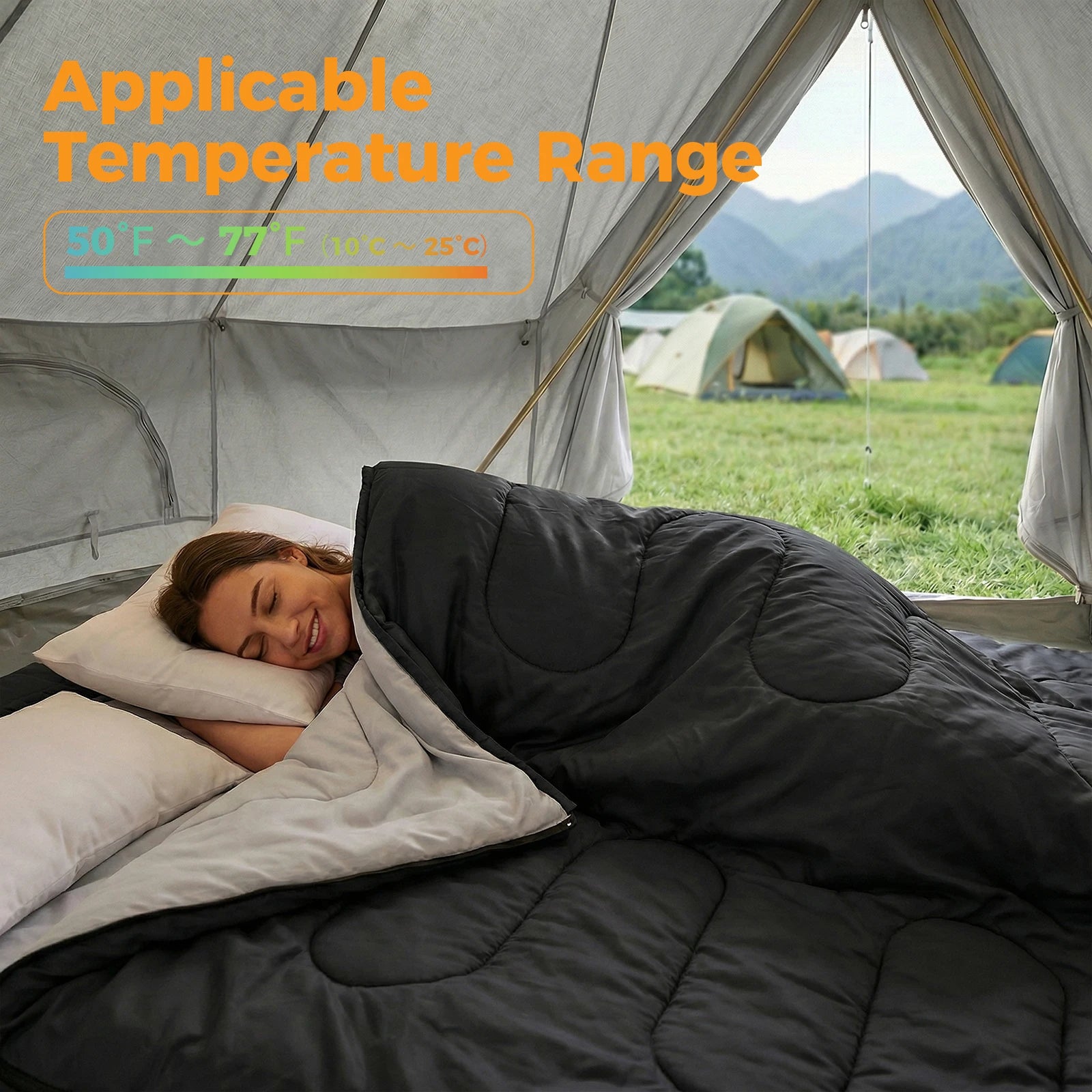 Couples/ Double Sleeping Bag for Adults with Pillow Lightweight 3 Season Comfort