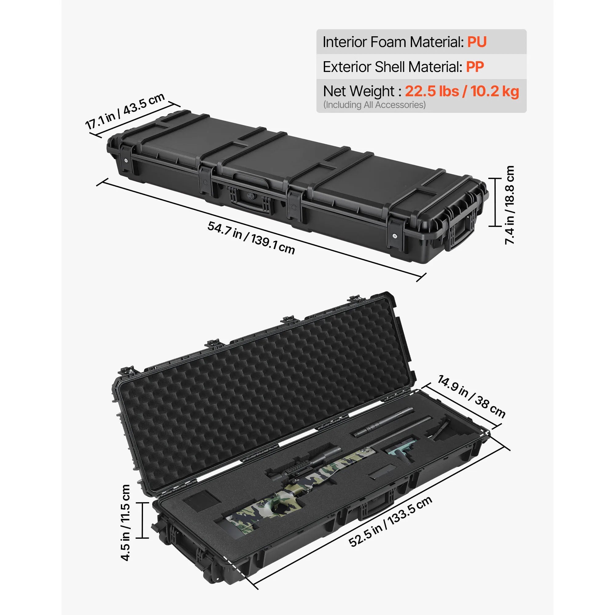 Easy Roll Hard Core Lockable Rifle Case with  Waterproof  for Pistol ,Rifles &Shotguns