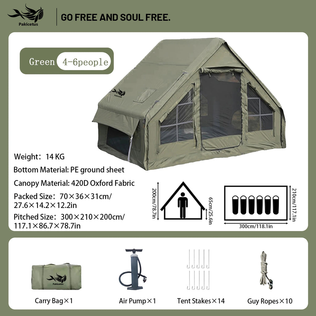 Quick Setup Inflatable Tent, Waterproof Family Tent for All Occasions, Portable Air Tent with Carry Bag