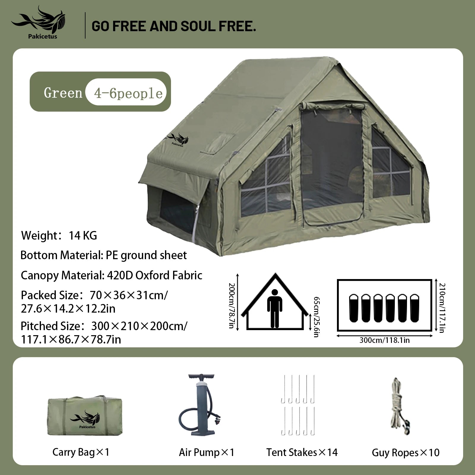 Quick Setup Inflatable Tent, Waterproof Family Tent for All Occasions, Portable Air Tent with Carry Bag