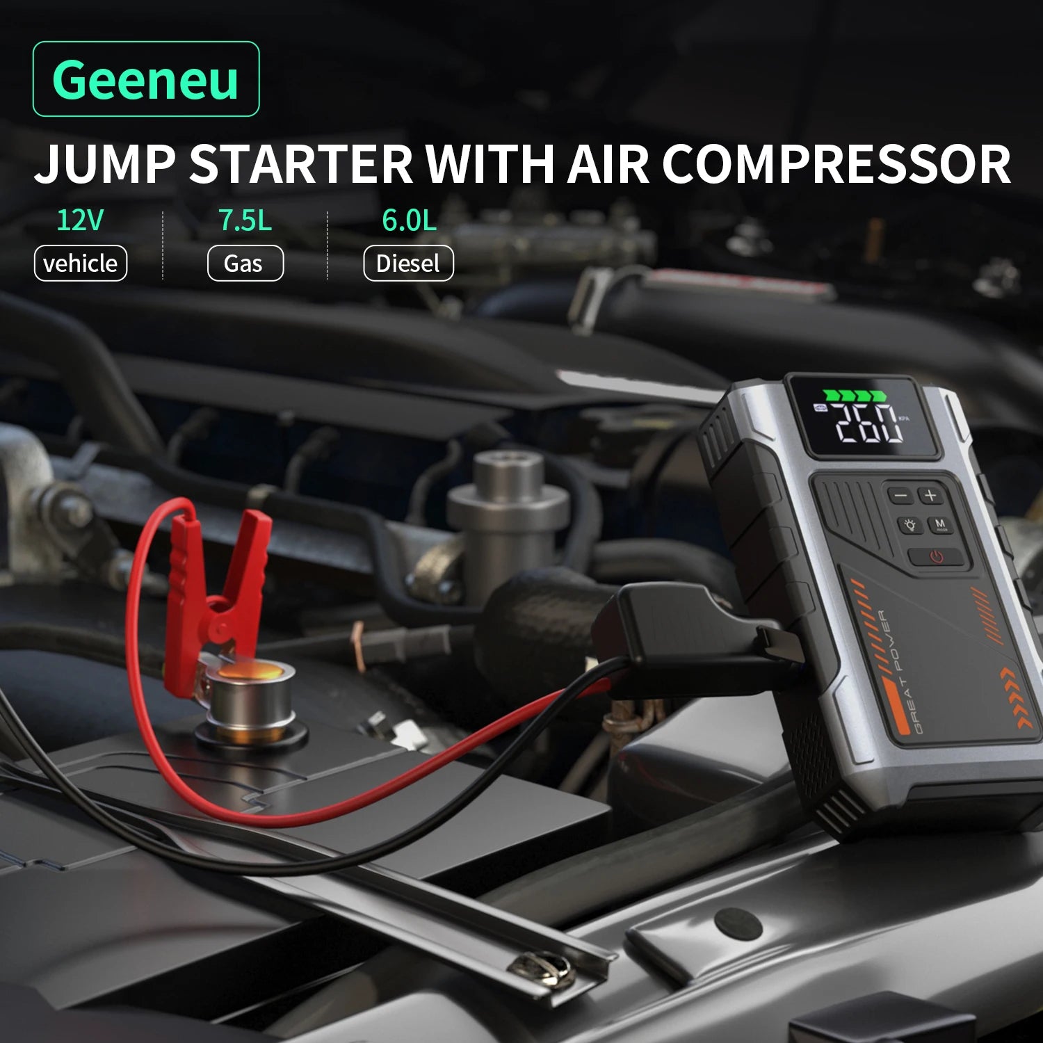 ALL NEW ITEM!! Jump Starter  3000A Peak Jump Starter Battery Pack with 50 PSl Compressor