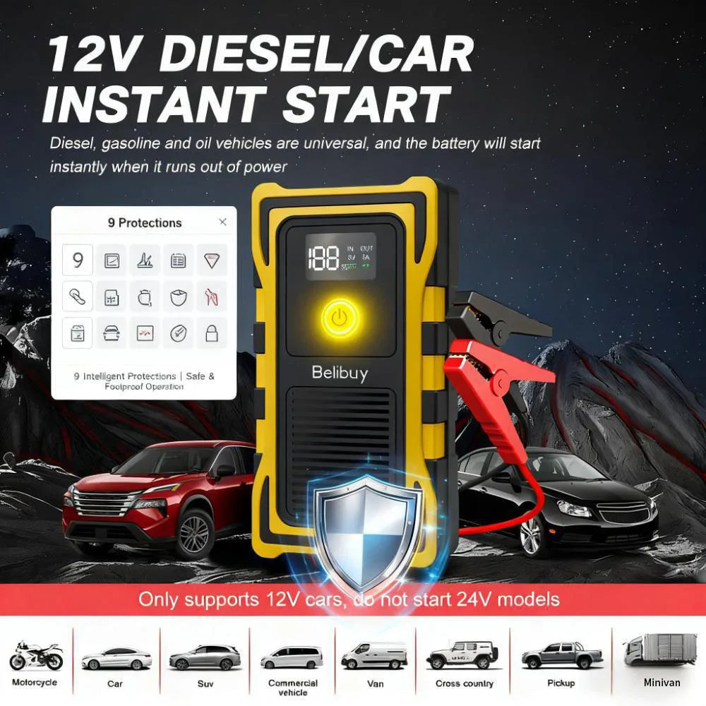12VCar Battery Starter,5000mAh Portable Emergency Jump Starter,