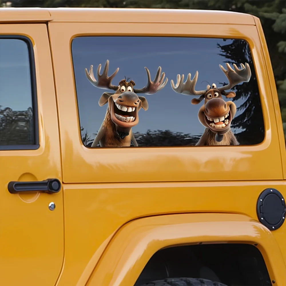 4PCS Cartoon Moose Car Stickers for Auto Window /Bumper/Side Body /Trunk Waterproof