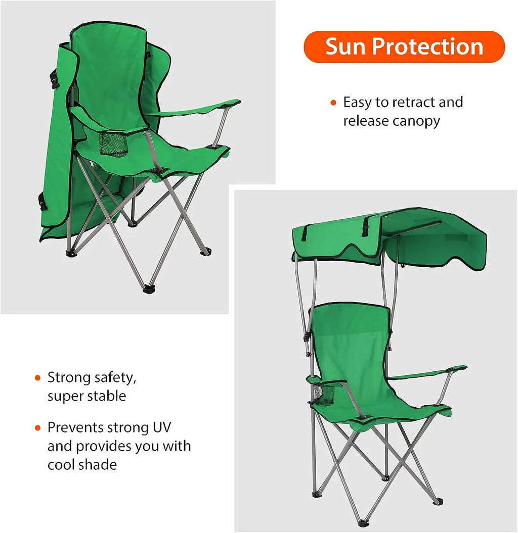 Portable Canopy Camping Chair, UV Protection Folding Chair with Shade for Beach, Picnic, Fishing Outdoor Activities