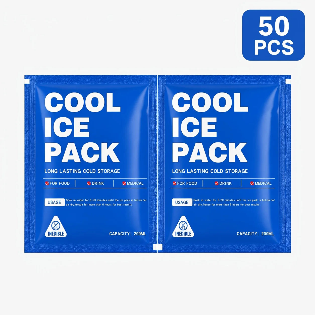 50Pcs Self-Absorbent Ice Packs Reusable Cold Pack