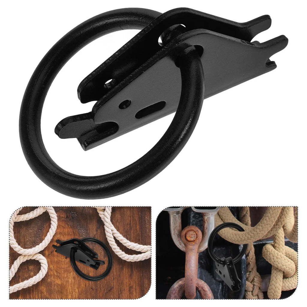Black O Shape Ring Buckle Tie Down Hooks Heavy Duty Anchors Vehicle Cargo Hooks Truck Lashing Ring E Track Fittings Ratchet