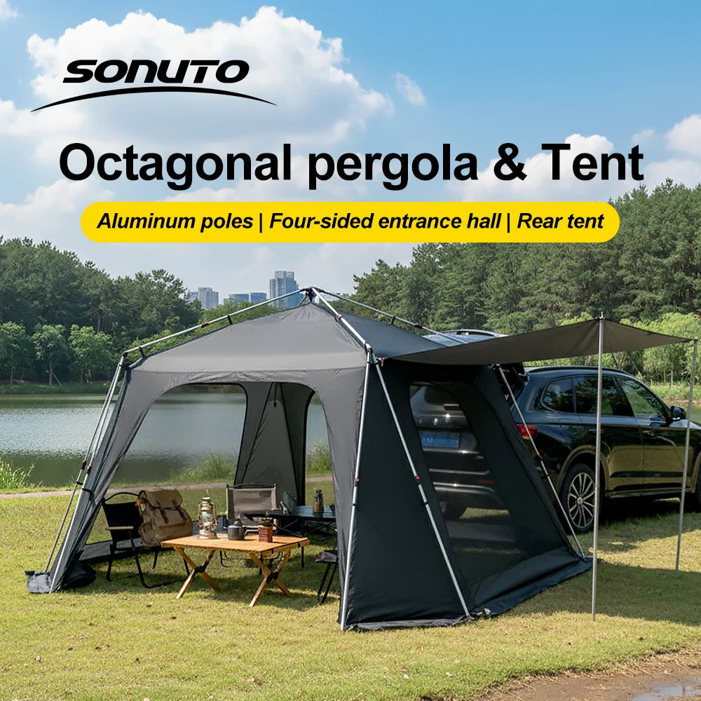Large Family Camping Tent with Aluminum Frame Windproof & Waterproof Sun Shelter for Outdoors