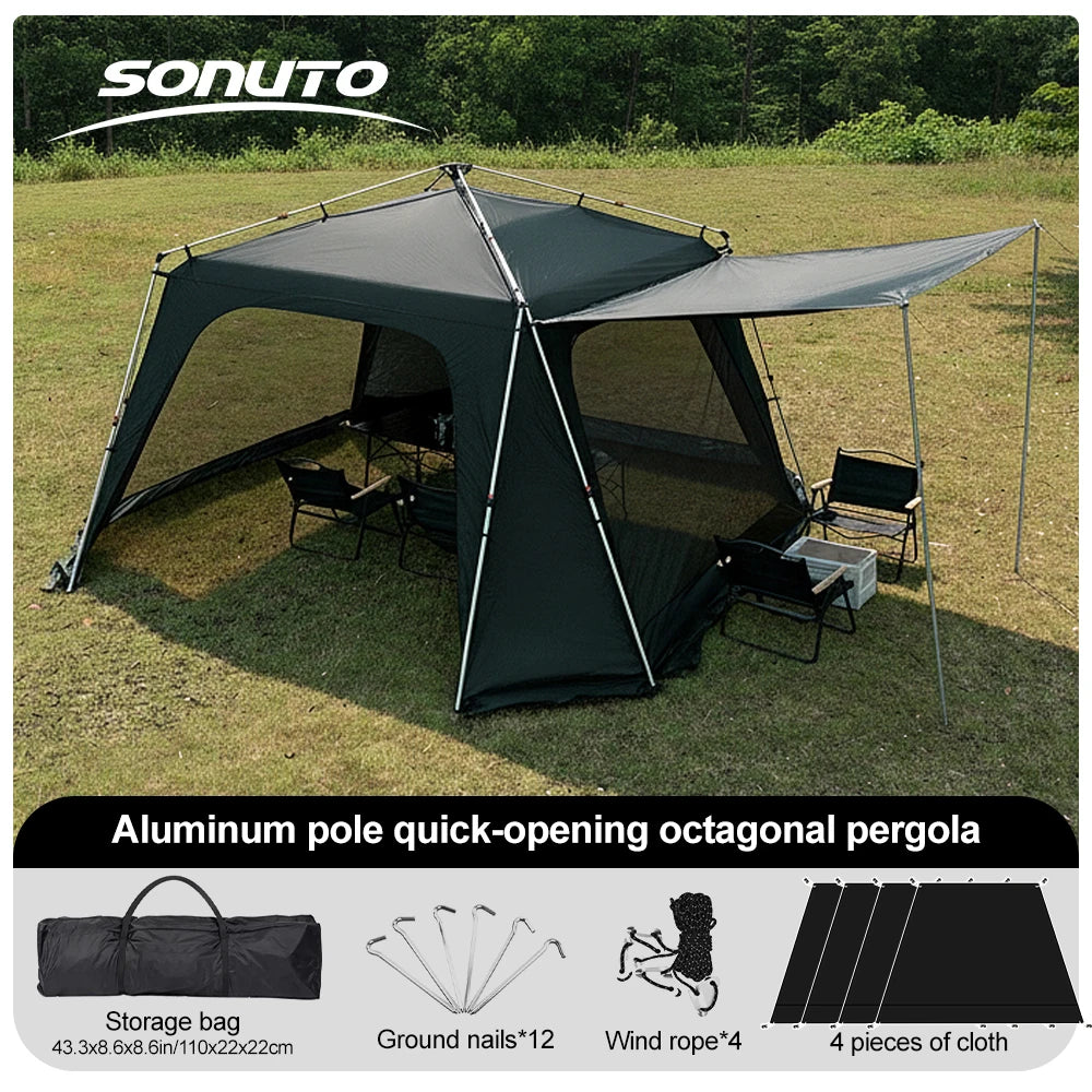 Large Family Camping Tent with Aluminum Frame Windproof & Waterproof Sun Shelter for Outdoors
