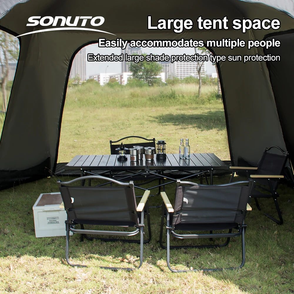 Large Family Camping Tent with Aluminum Frame Windproof & Waterproof Sun Shelter for Outdoors