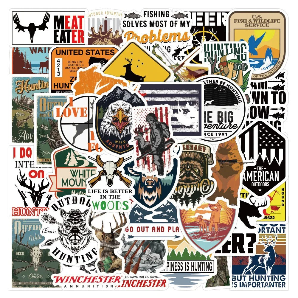 50PCS Outdoor Hunting Bow Arrow Deer Head Sticker ( New Editions)