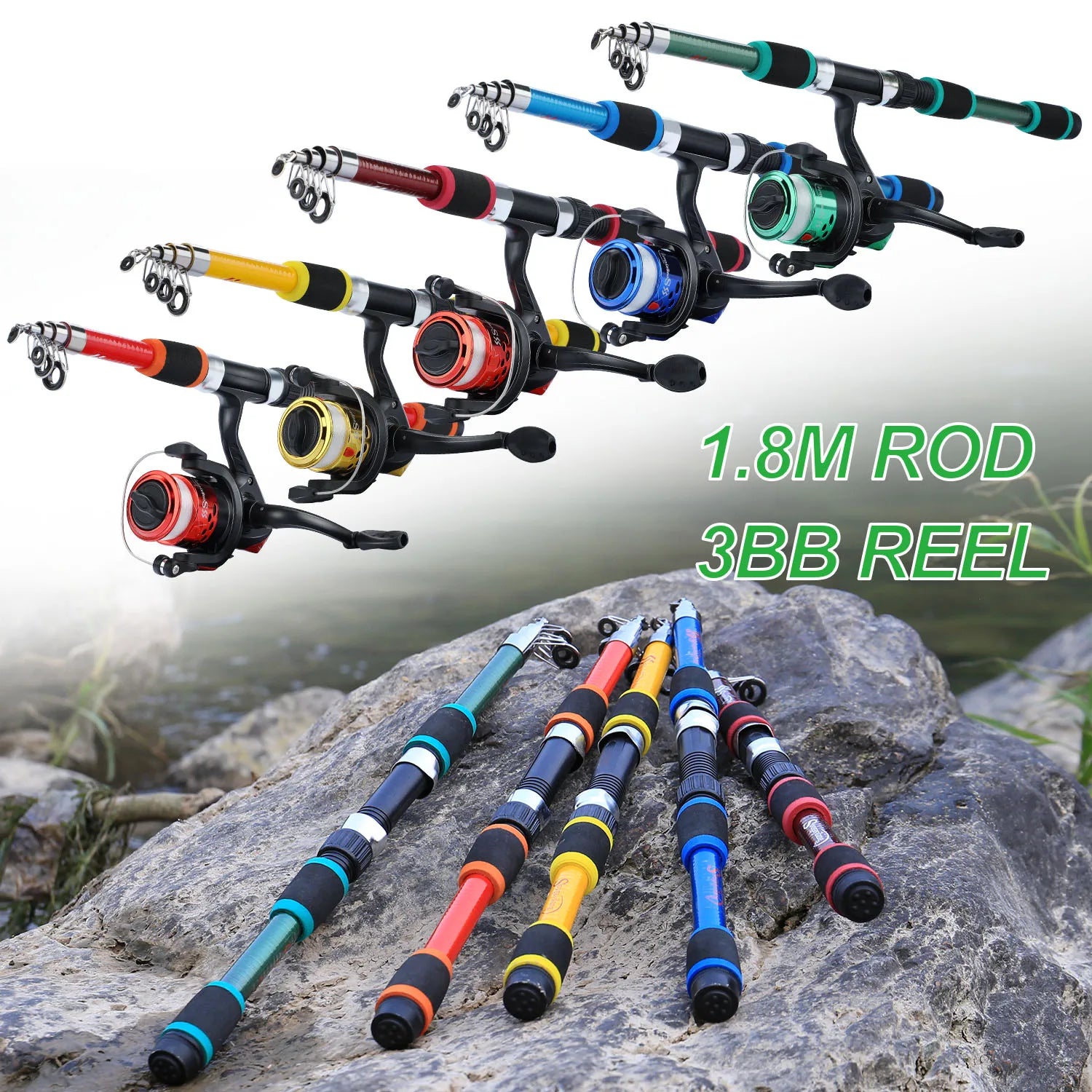 Timberline Special/// Fishing Rod and Reel Combo1.8M Telescopic Rod with Reel Max Drag Full Fishing Kit