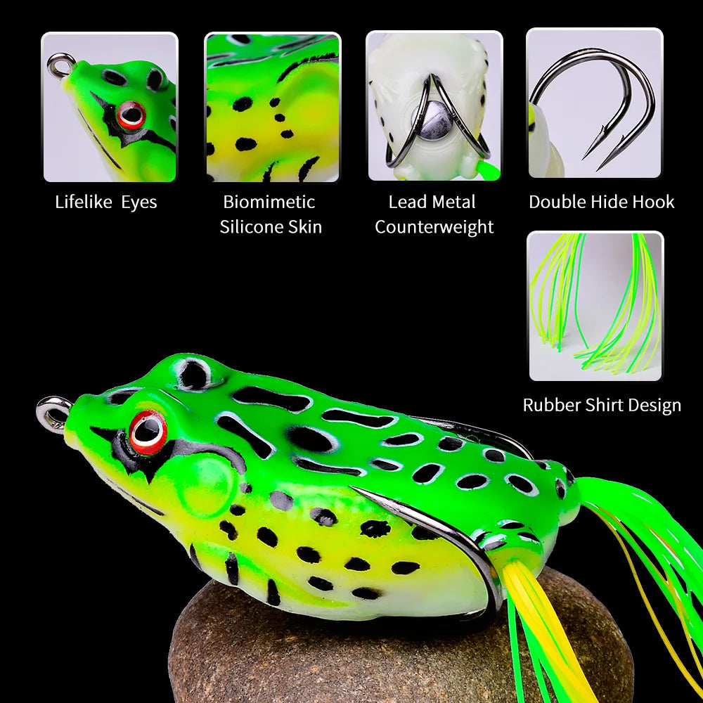 2 Pcs 5g /9g or13g /17.5g Frog  Bait Lure with Hooks Topwater Ray/ Artificial 3D Eyes