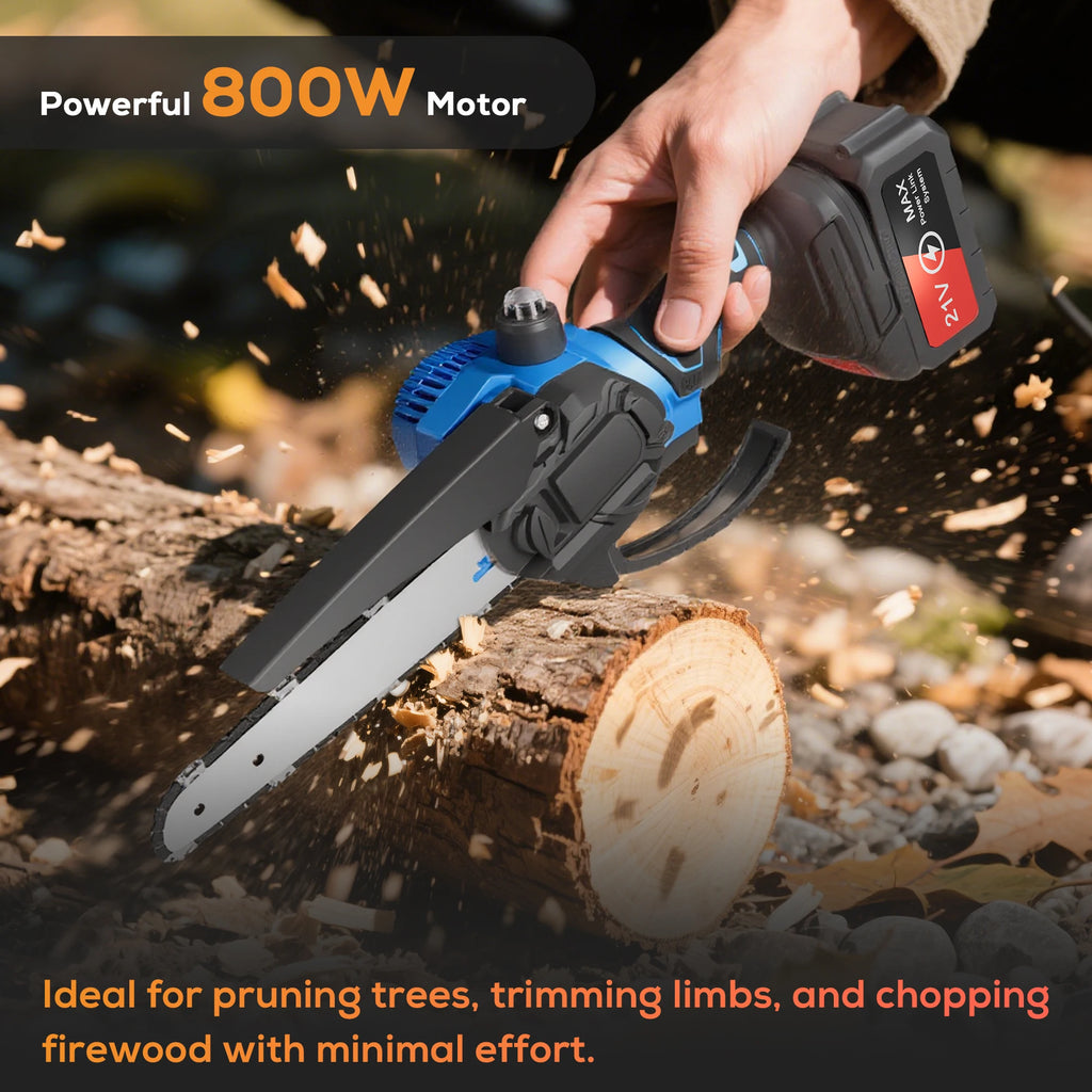 Outdoors Choice , 6 Inch Portable Electric Chainsaw with 2 Batteries&Plastic Box,