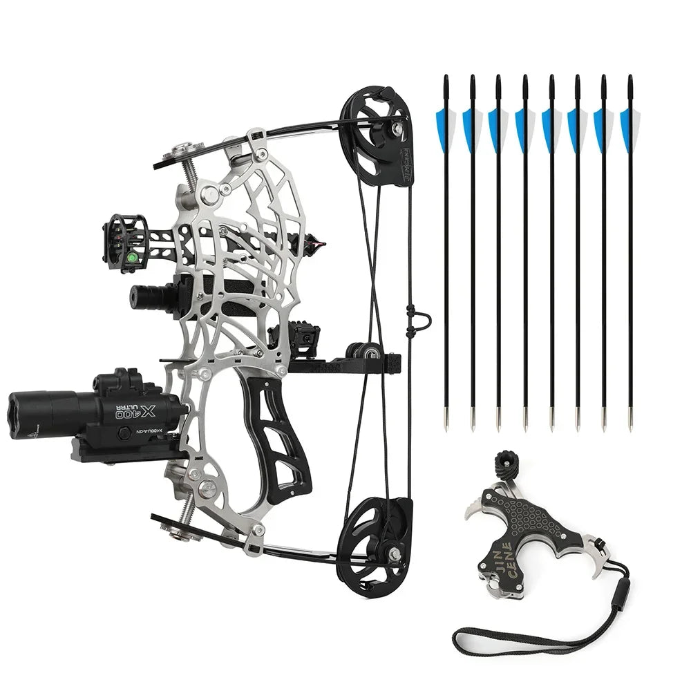 15-32lbs Adjustable Pulley Bow Right Hand Carbon Fiber Grip Target Practice Shooting Beginners Teen Youth