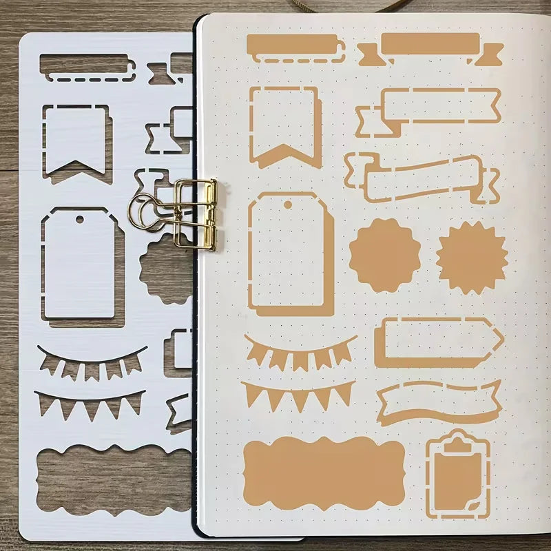 15PCS Bullet Journal Stencil Set /Template  Layout Notebook Tool
