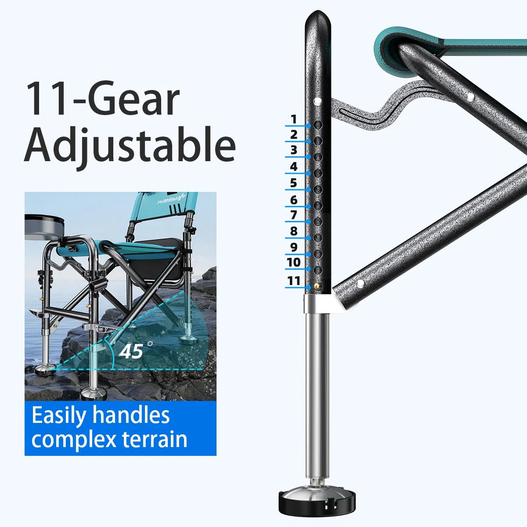 Functional Folding Fishing Chair | Adjustable Backrest with Armrests, Wide Portable Seat for Outdoors