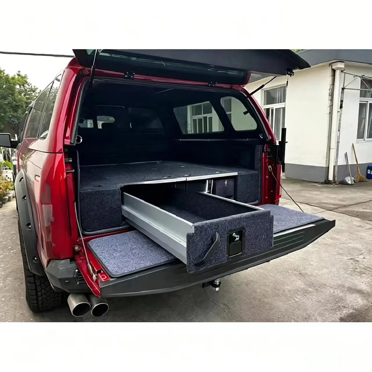 High Quality 4X4 Aluminum Pickup Truck Bed Camping Slide Out Drawer Decked Rear Storage System for F150