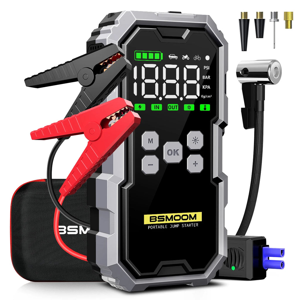 7000A Car Jump Starter with Air Compressor Battery Booster 12V Power Bank with LED Flashlight,with Voltage Display
