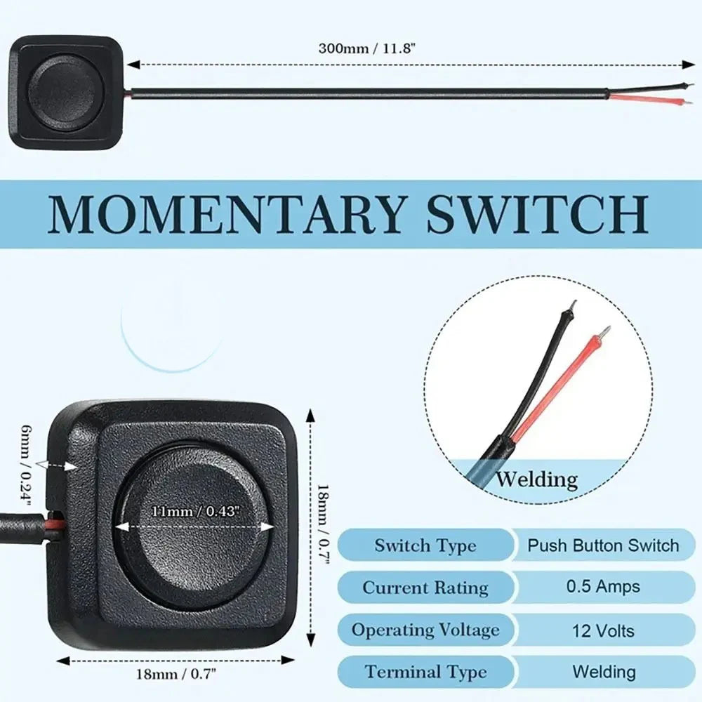 Momentary Push Button on /Off Switch Black Plastic 12V 24V Surface Mount Mini Button Switch