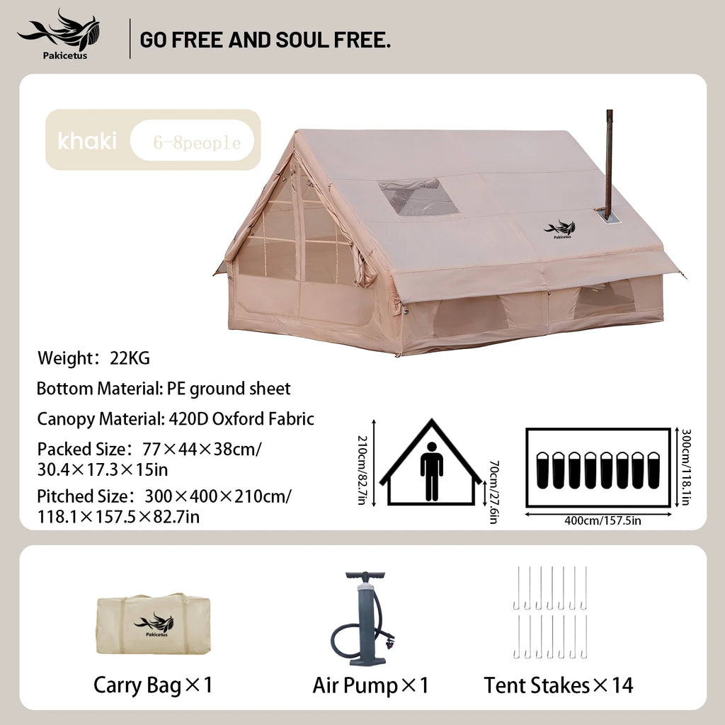 Quick Setup Inflatable Tent, Waterproof Family Tent for All Occasions, Portable Air Tent with Carry Bag