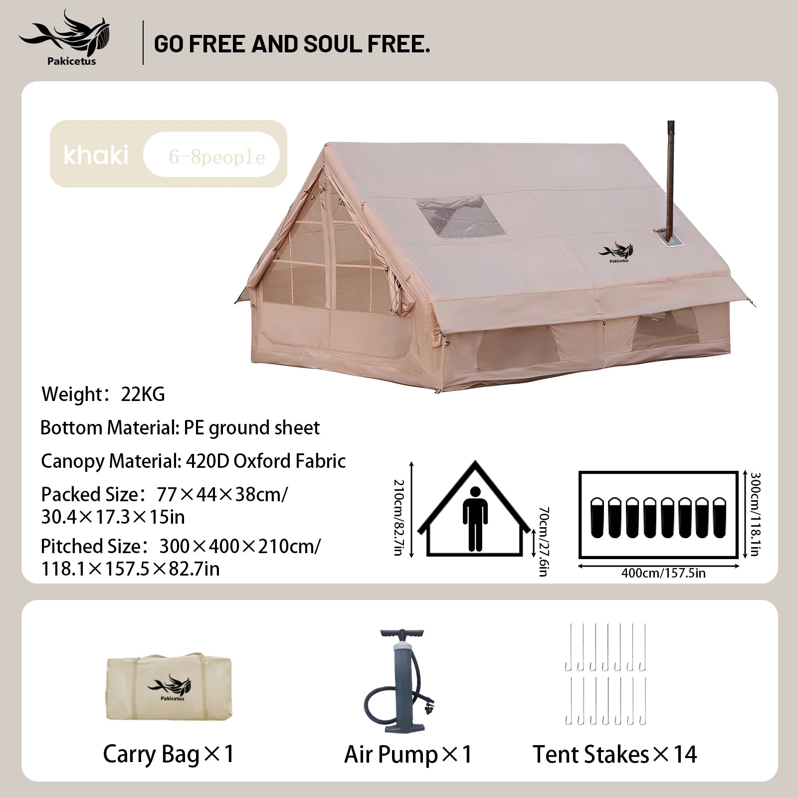 Quick Setup Inflatable Tent, Waterproof Family Tent for All Occasions, Portable Air Tent with Carry Bag