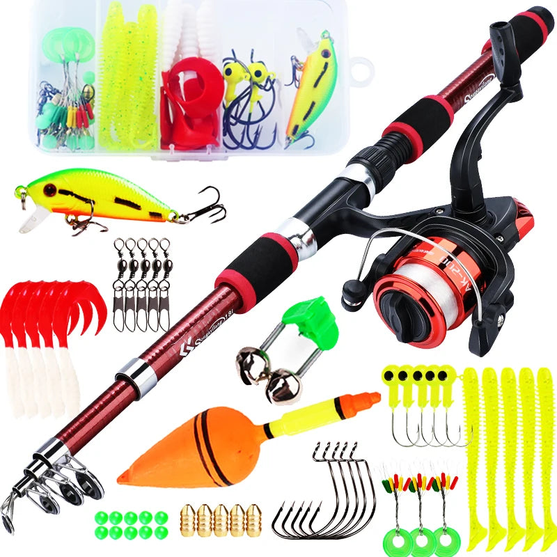 Timberline Special/// Fishing Rod and Reel Combo1.8M Telescopic Rod with Reel Max Drag Full Fishing Kit